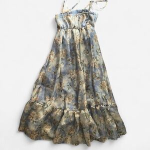 wild fable Blue and Cream Floral Babydoll Dress